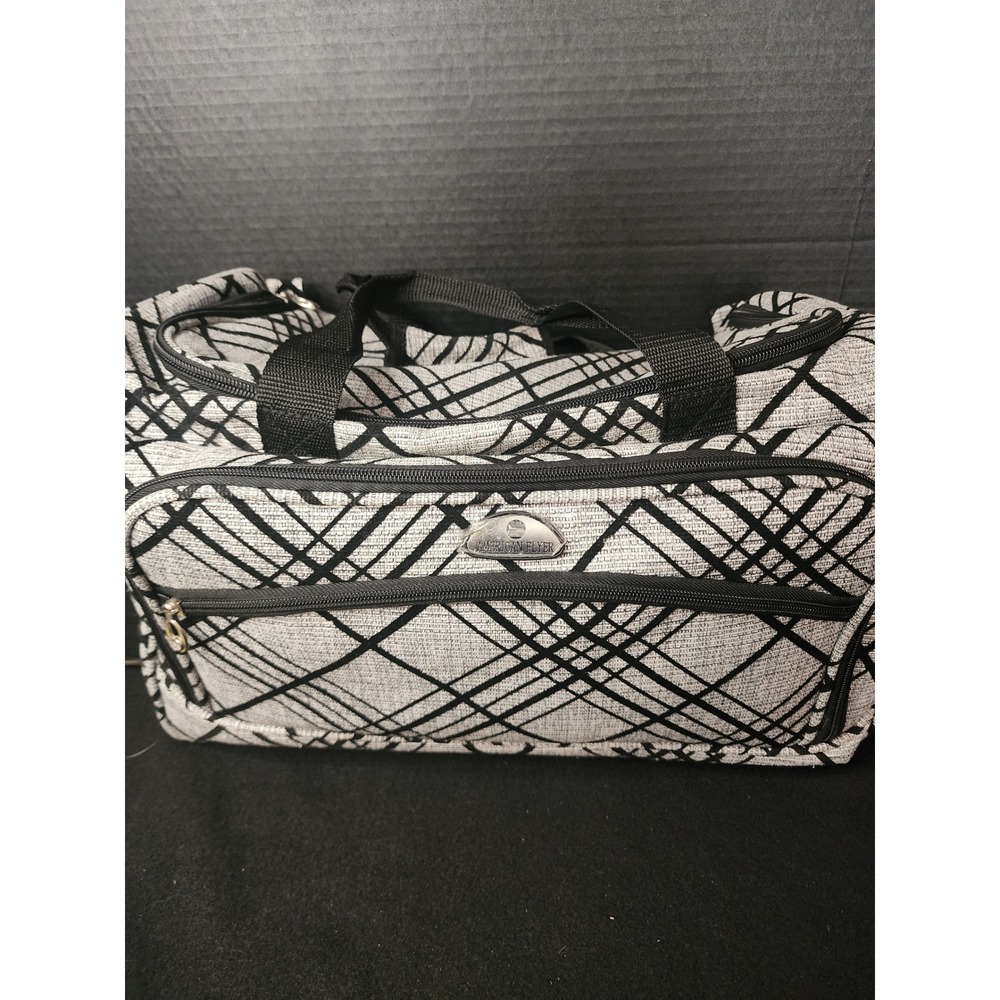 American Flyer Black White Geometric Duffle Bag Carry On Travel Luggage READ